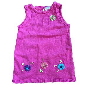 Vintage Hanna Andersson Size 4 110cm Girls Pink Crocheted Flower Dress